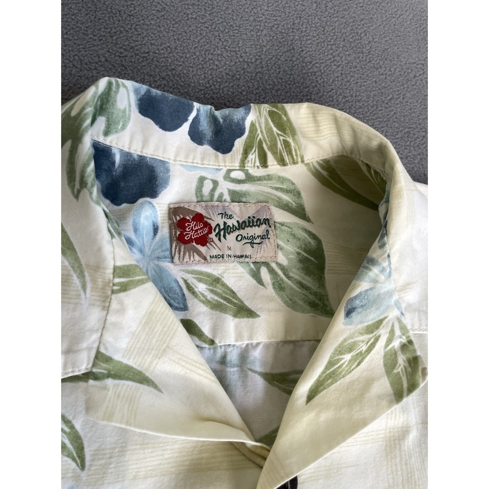 Hilo Hattie Mens Yellow Hibiscus Sz Med Hawaiian Made Original  Short Sleeve - Picture 6 of 6